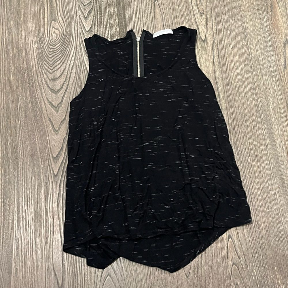 Olivia Moon Black Space Dye Knit Scoop Neck Tank Top Size S